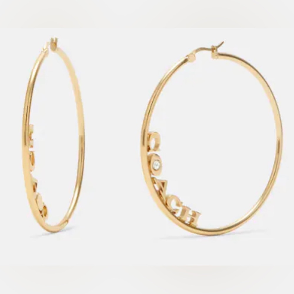 Coach Gold Medium Hoop Earrings BRAND NEW